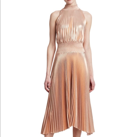 A.L.C. metallic pleated dress, gold-copper color - Picture 4 of 8